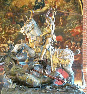 rzeźba św. Jerzego walczącego ze smokiem, katedra w Sztokholmie